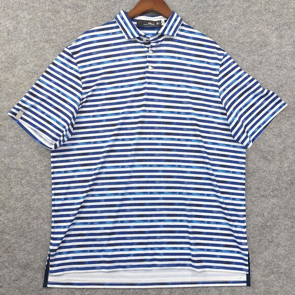 Ralph Lauren RLX Polo Shirt Mens Large Striped Golf Performance Lightweight Camo - Picture 1 of 8